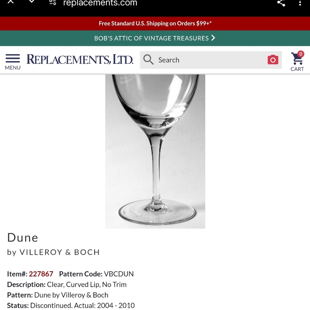 Villeroy & Boch Crystal Dune Glasses Goblets Set of 2 - Picture 8 of 9